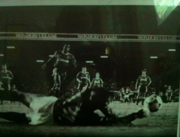  Diving the right way: Adkins, playing for Wigan Athletic, saves from John Barnes&nbsp; 