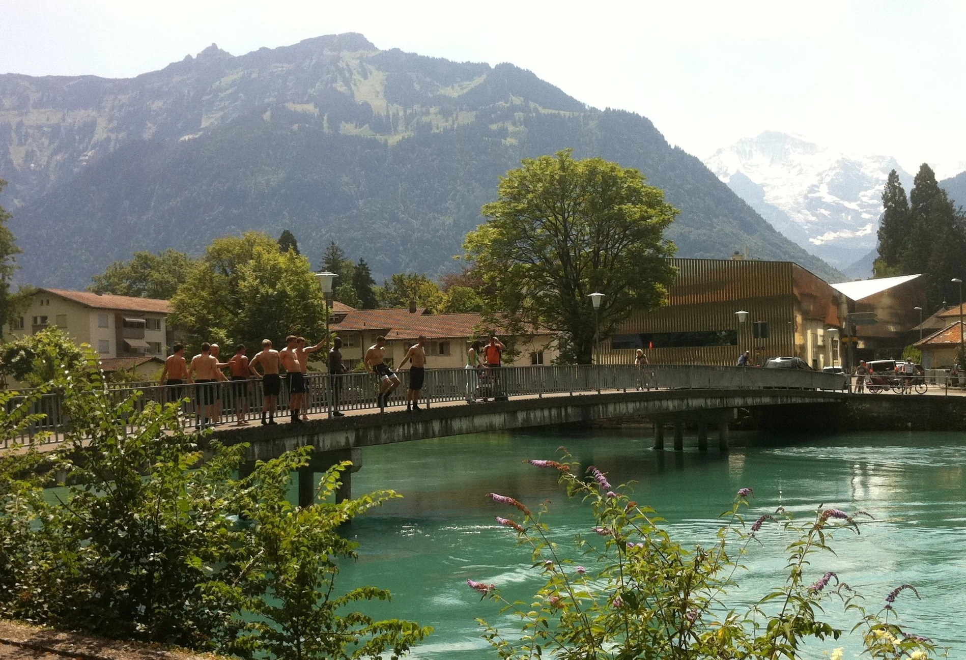 The players 'Taking Care of Business' and having fun.&nbsp;Jumping into the beautiful ice cold water after training during Southampton's successful 2011tour to Interlaken in Switzerland.&nbsp;