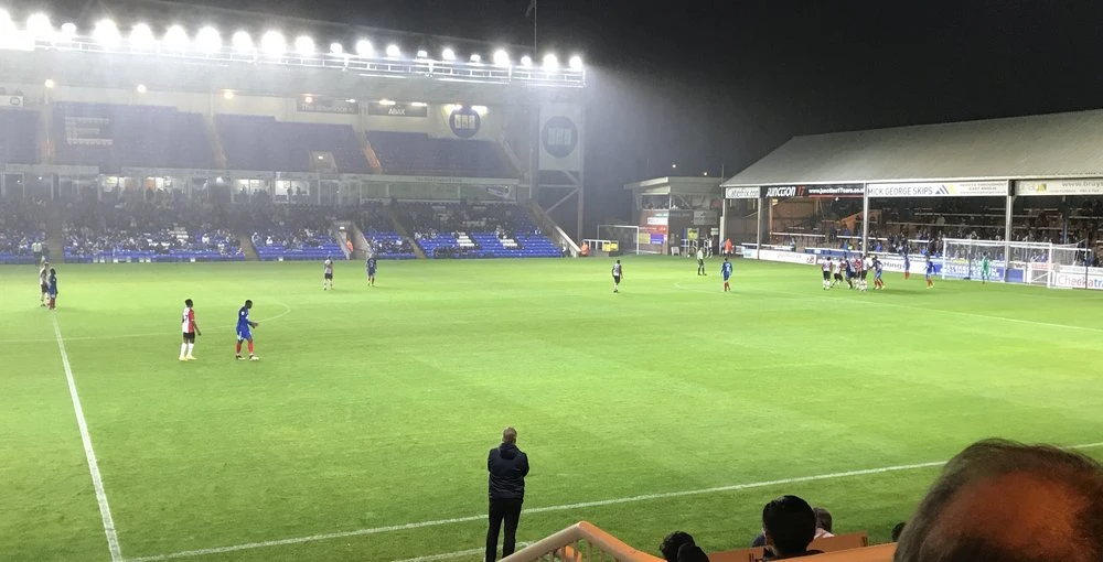 Peterborough United keeping 3 players up front whilst defending a corner against Southampton with Manager Grant McCann looking on from the Technical area.
