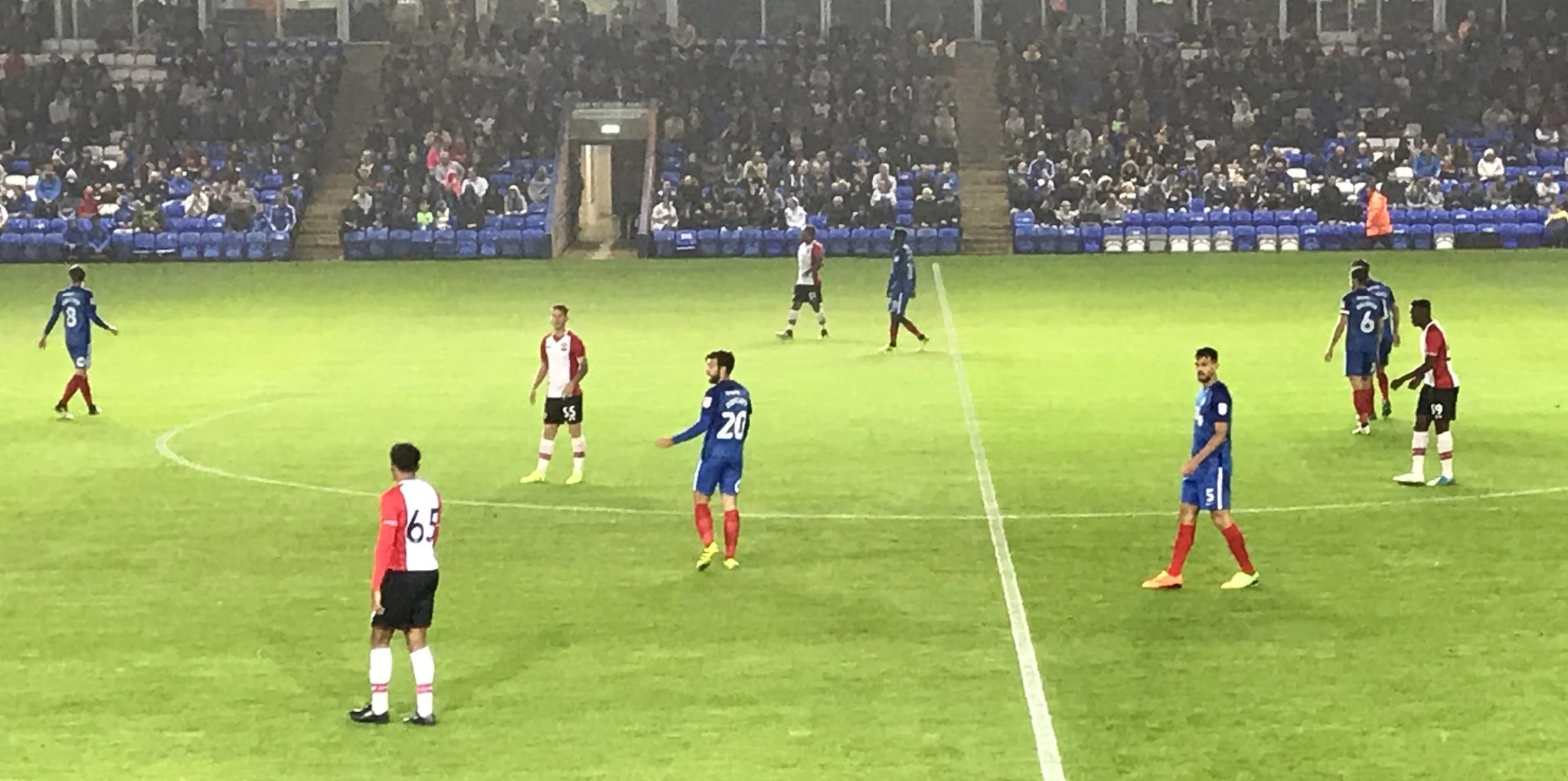 Ryan Tafazolli playing left side centre back of a 3 man defence for Peterborough United against a former club Southampton.
